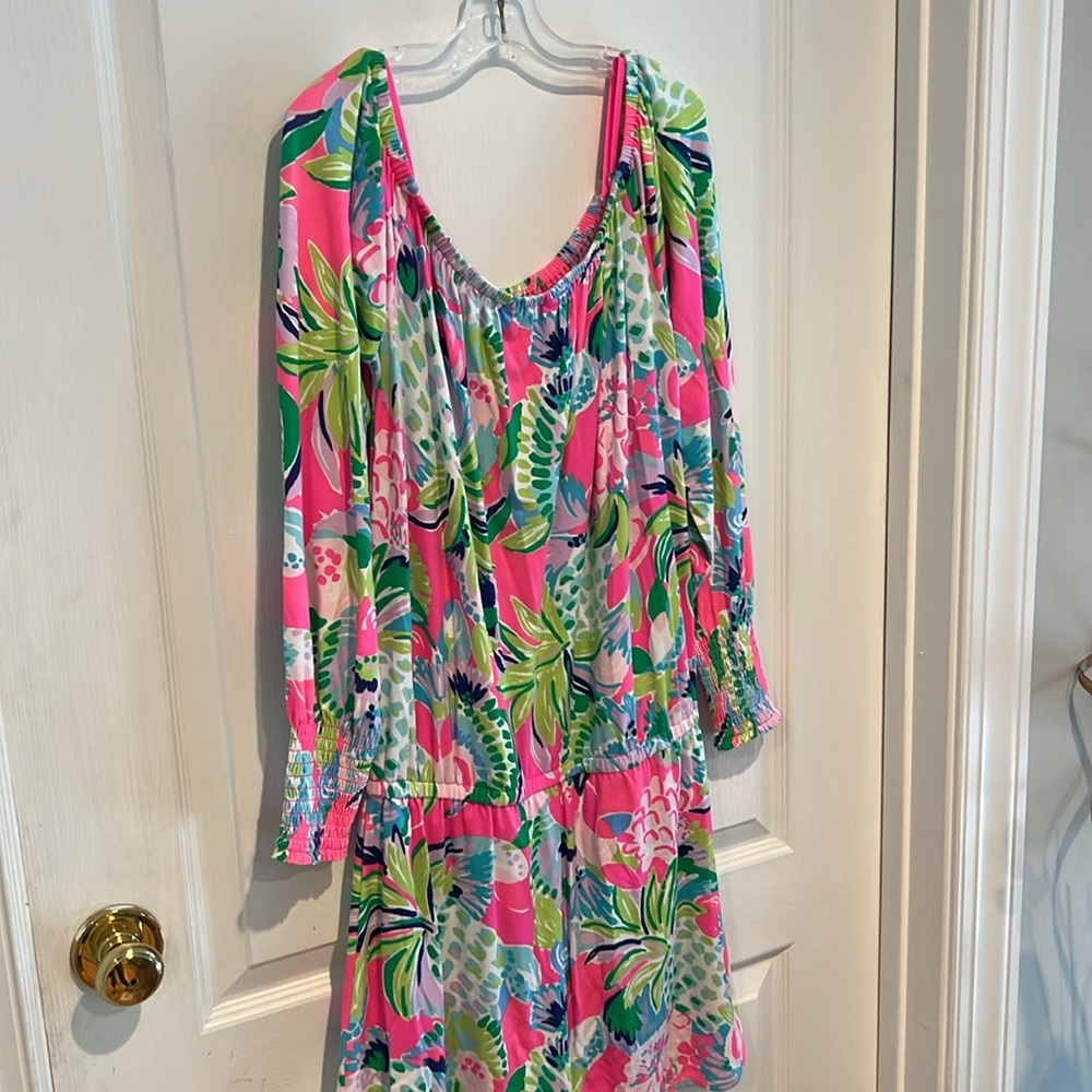 Lilly Pulitzer Vibrant Pink and Green Floral Romper